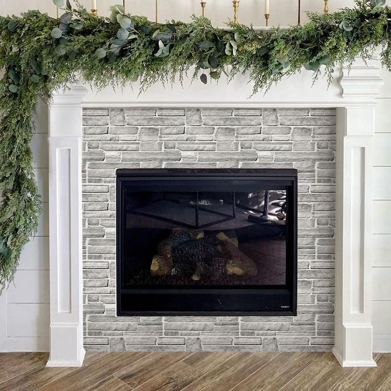 COMSTICKC 3D Faux Stone Wall Panel Peel and Stick Wall Tiles, 10 Pcs of 12"X12", Ultra-Light Thin PVC Rock Adhesive Fake Stone Paneling Backsplash Interior Decor (Gray Stone) - Image 5